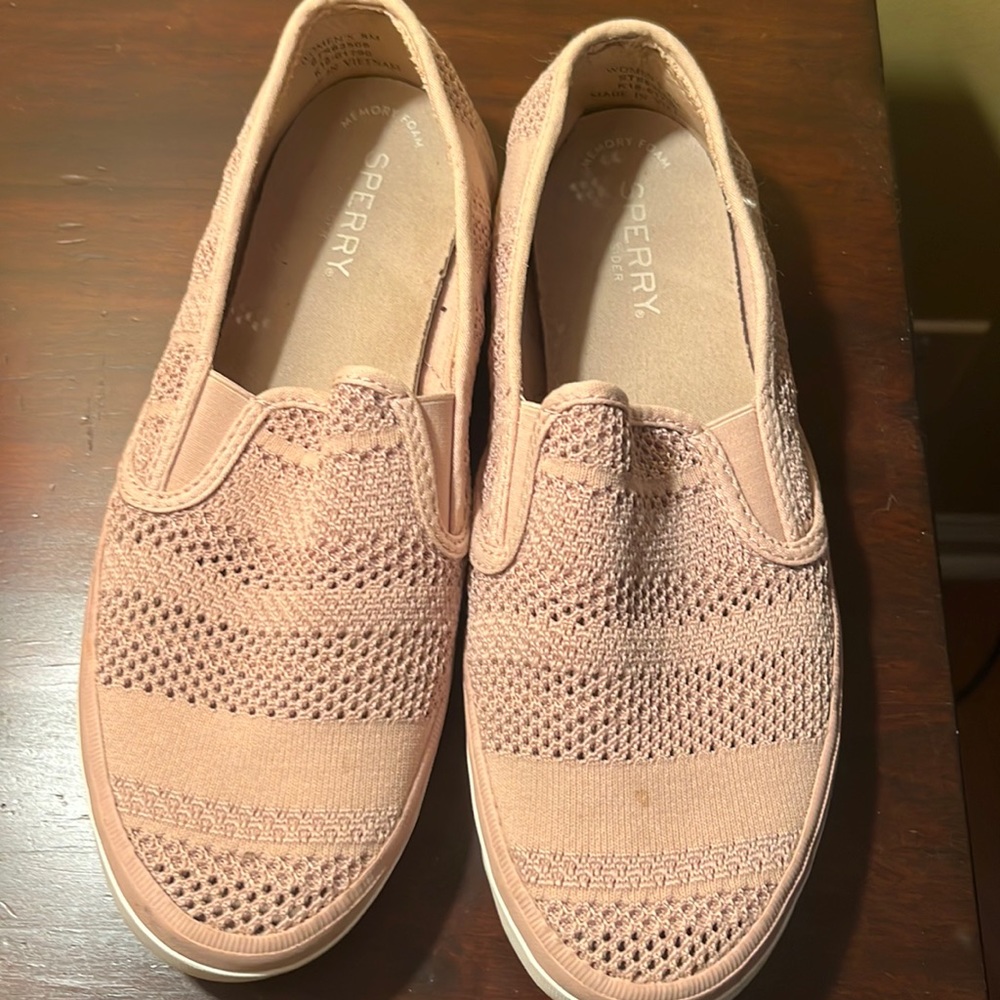 Sperry light pink knit stretch sneaker
